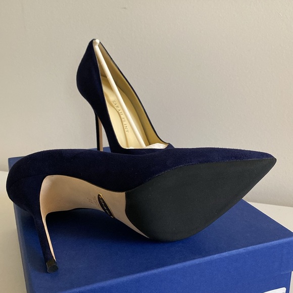 NIB Sarah Flint Perfect Pump 100 Navy Suede - Picture 3 of 4